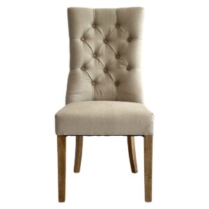 wp-image-tigress-46181.jpg Diana Buttoned Hamptons Dining Chair Linen Blend Beige, W 52cm D 51cm H 110cm (RRP $499)