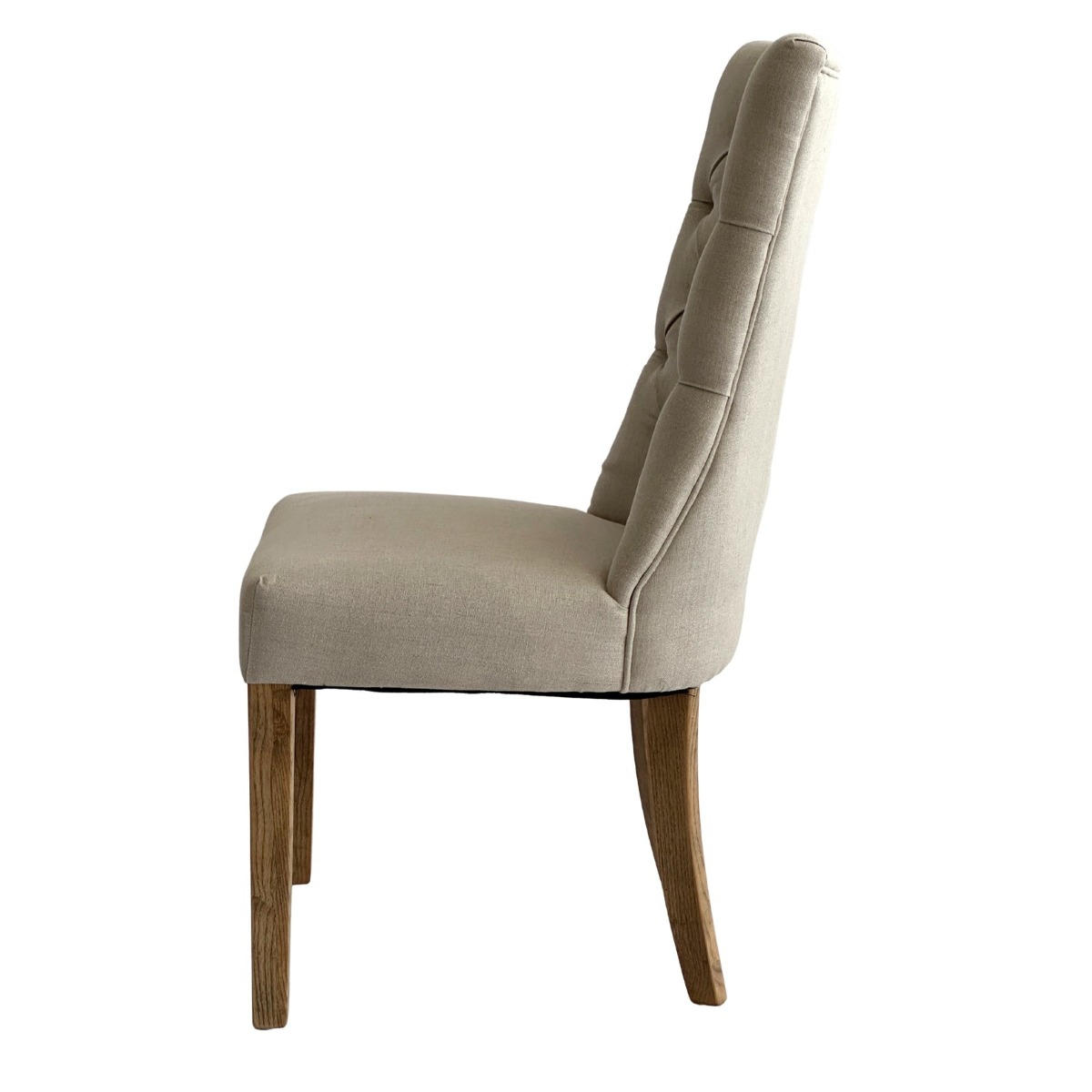 Diana Buttoned Hamptons Dining Chair Linen Blend Beige, W 52cm D 51cm H 110cm (RRP $499) - Image 5