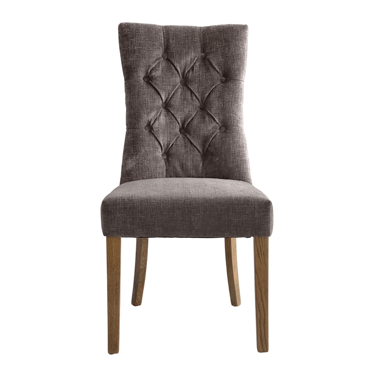 Diana Buttoned Hamptons Dining Chair Linen Blend Silver, W 52cm D 51cm H 110cm (RRP $499)