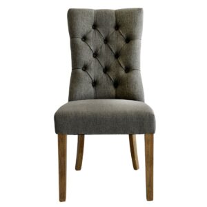 wp-image-tigress-46198.jpg Diana Buttoned Hamptons Dining Chair Linen Blend Grey, W 52cm D 51cm H 110cm (RRP $499)