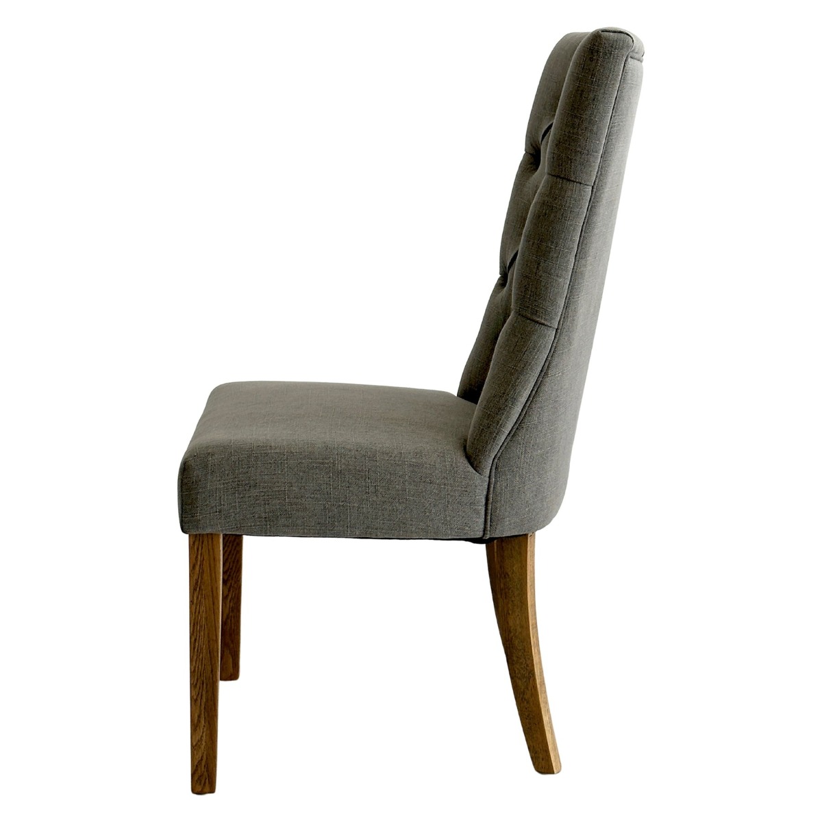 Diana Buttoned Hamptons Dining Chair Linen Blend Grey, W 52cm D 51cm H 110cm (RRP $499) - Image 3