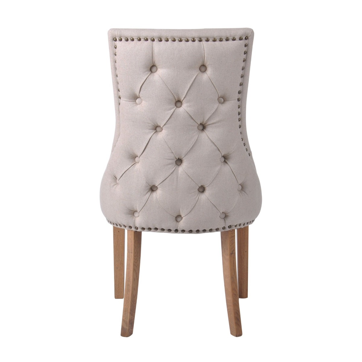 Bordeaux Studded Beige Oakwood Dining Chair, W 54cm D 62cm H 100cm (RRP $499) - Image 3
