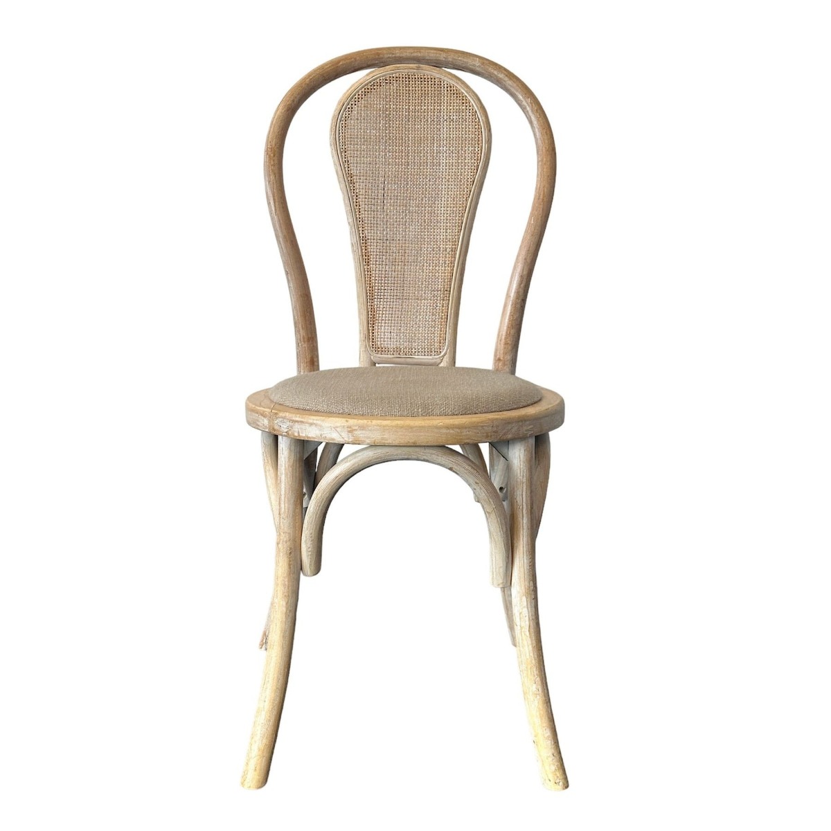 Round Rattan Back Elm Wood Dining Chair Natural, W 52cm D 45cm H 89cm (RRP $349)