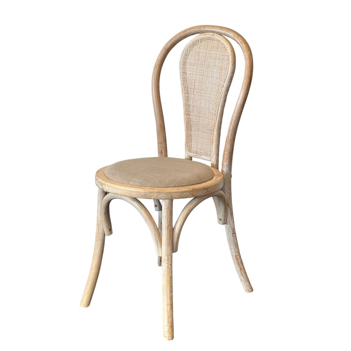 Round Rattan Back Elm Wood Dining Chair Natural, W 52cm D 45cm H 89cm (RRP $349) - Image 2