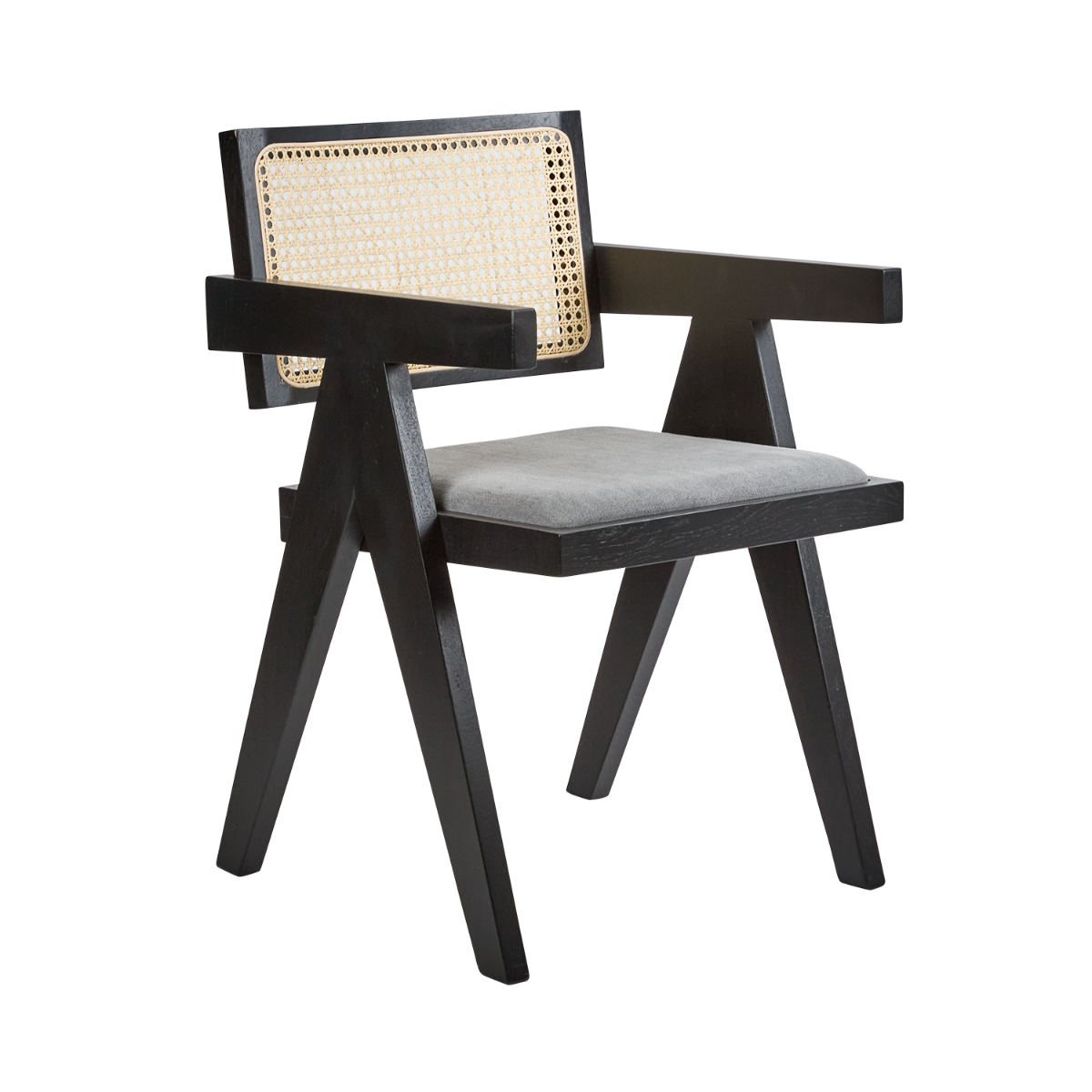 Lexi Scissor Leg Armchair Black Frame Grey Fabric, W 53cm x D 56cm x H 80cm (RRP $349)