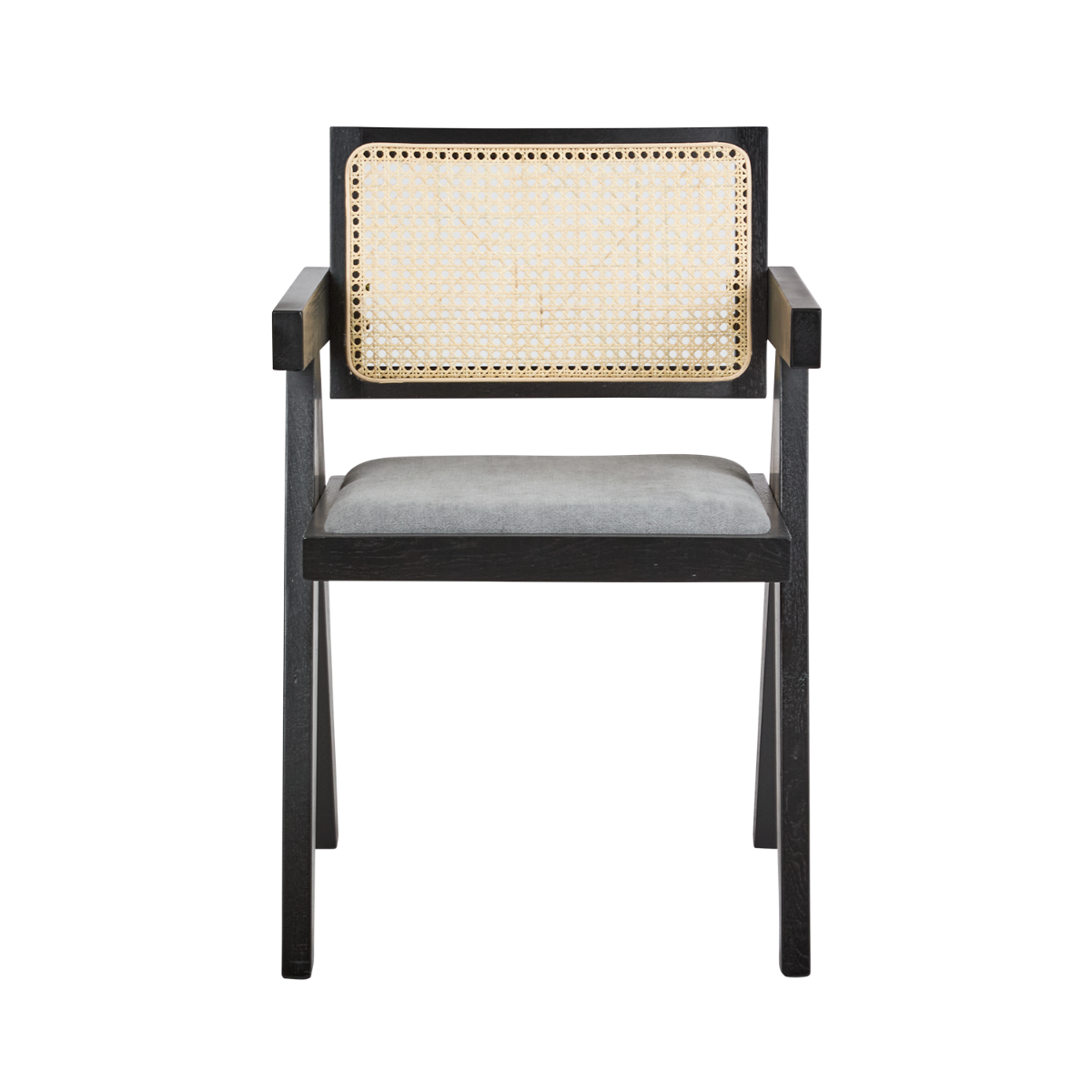 Lexi Scissor Leg Armchair Black Frame Grey Fabric, W 53cm x D 56cm x H 80cm (RRP $349) - Image 2