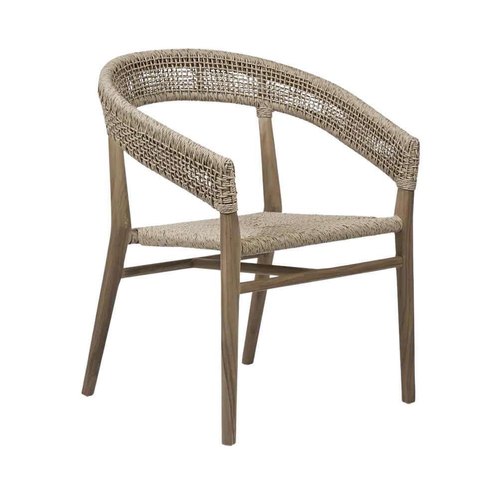 Cove Teak & Synthetic Dining Chair Natural -Outdoor, L 69cm W 59cm H 82cm (RRP $879)