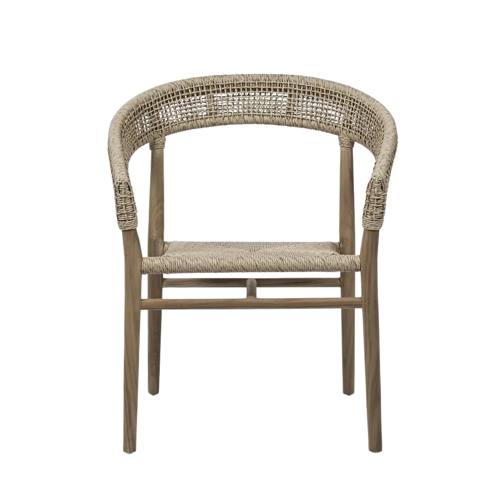 Cove Teak & Synthetic Dining Chair Natural -Outdoor, L 69cm W 59cm H 82cm (RRP $879) - Image 3
