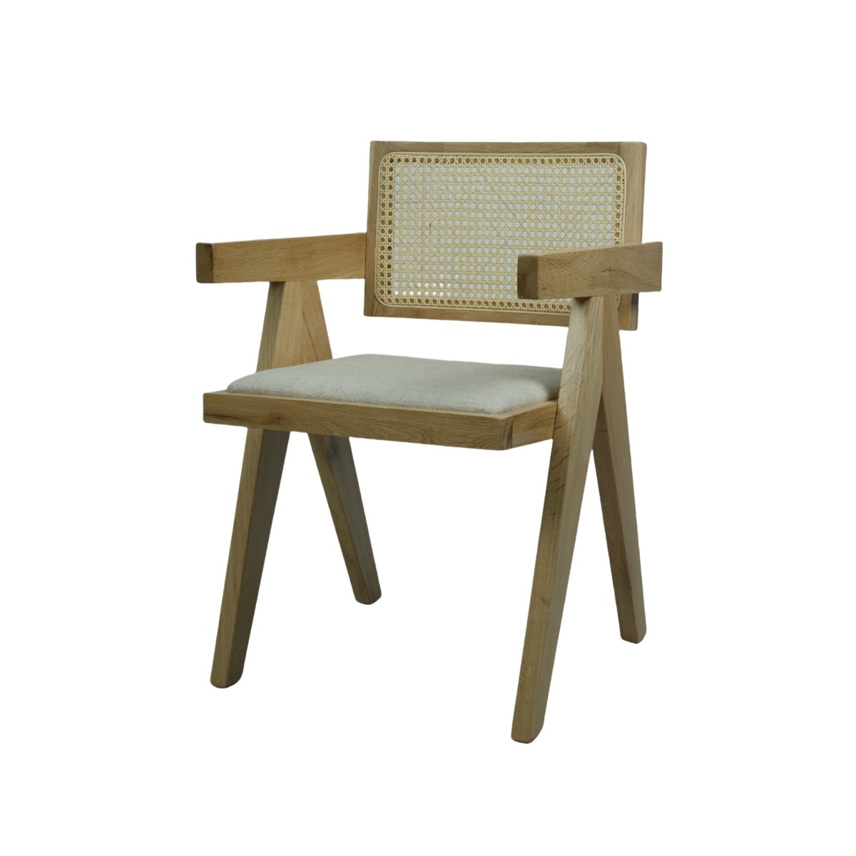 Lexi Scissor Leg Armchair Oak Frame Natural Fabric, W 53cm x D 56cm x H 80cm (RRP $349) - Image 2