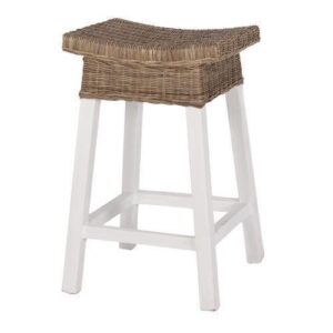 wp-image-tigress-46471.jpg White Wood & Rattan Hamptons Barstool, W 44cm D 42cm H 69cm (RRP $399)