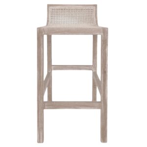 Amalfi Elm Wood and Rattan Barstool Natural, W 40cm D 48.5cm H 80cm (RRP $339)