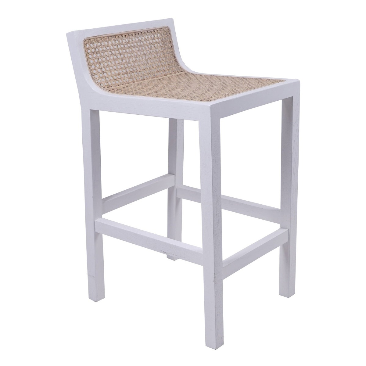Amalfi Elm Wood and Rattan Barstool White, W 48cm D 40cm H 79cm (RRP $339) - Image 3