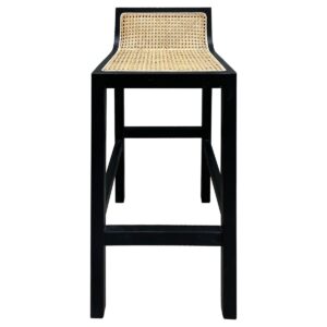 Amalfi Elm Wood and Rattan Barstool Black, W 40cm D 48.5cm H 80cm (RRP $339)