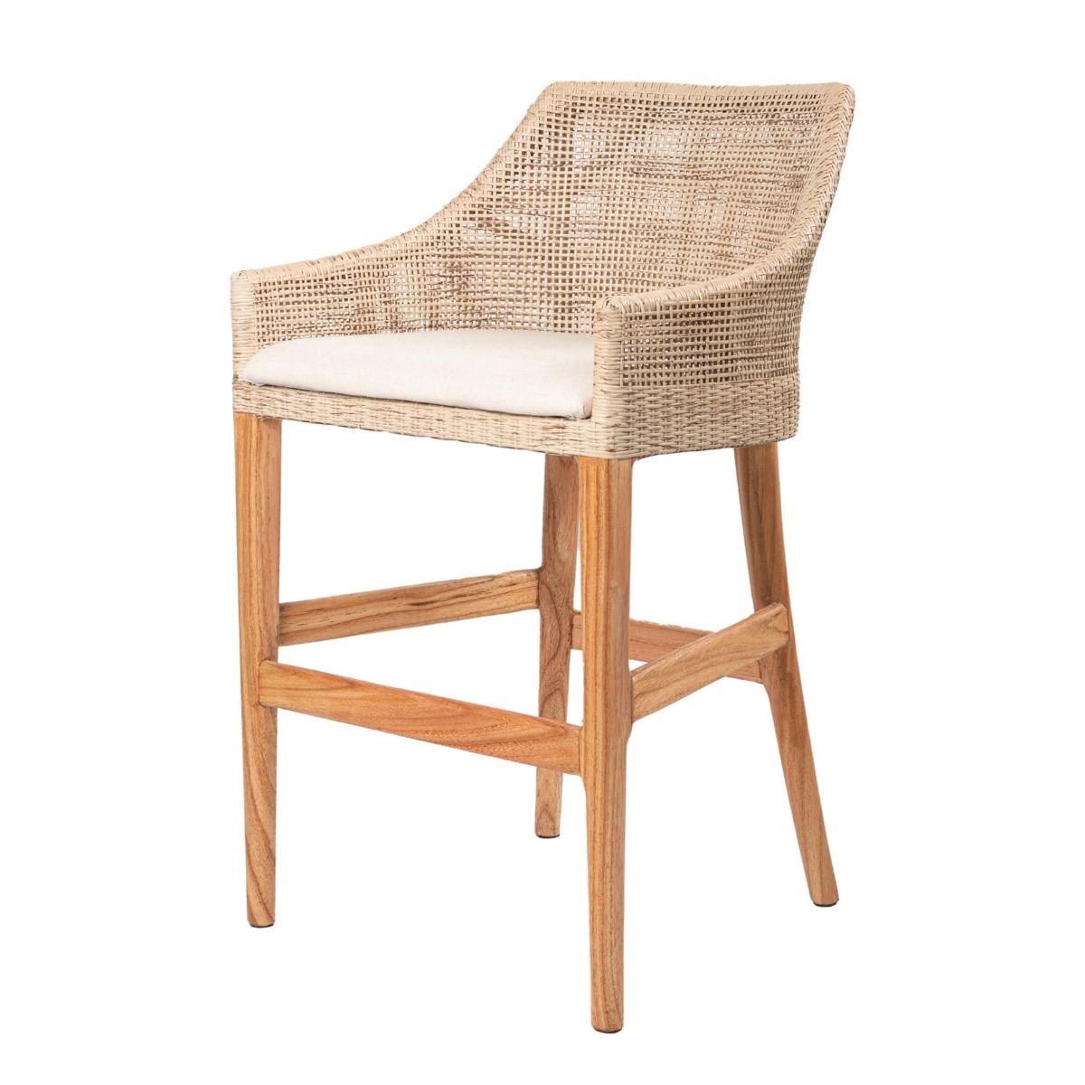 BLACK FRIDAY SALE Charlotte Rattan Counter Stool Natural Whitewash, W 54 D 56 H 91cm (RRP $570) - Image 2