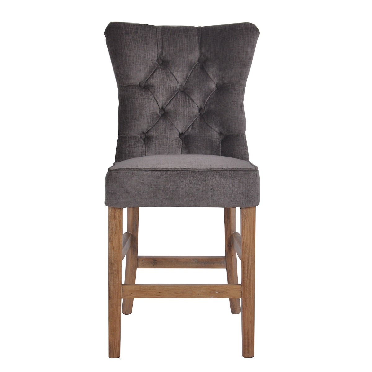 Silver Grey Counter Stool with Buttons, W 54cm D 60cm H 120cm (RRP $599)