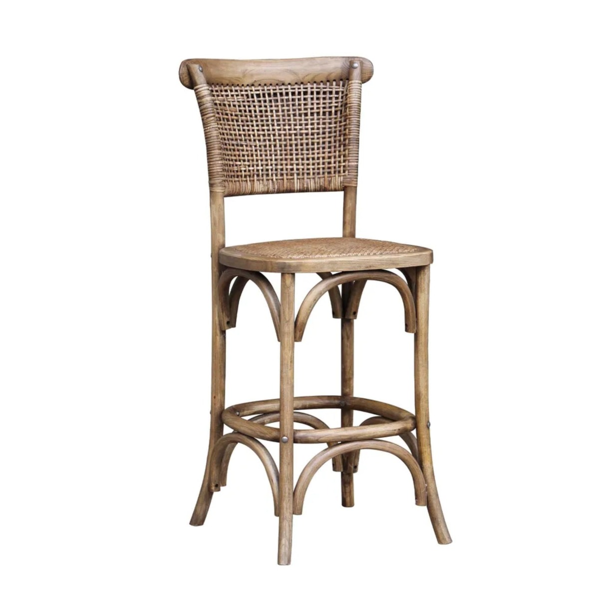 Tennessee Oak Counter Stool Natural, W 54cm D 50cm H 106cm (RRP $489)