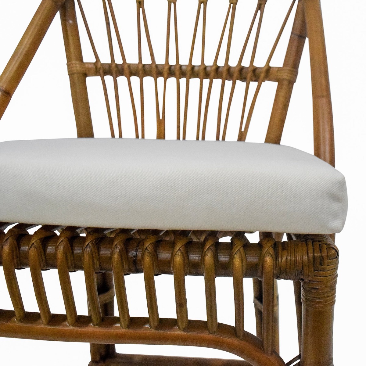 Cayman Rattan Hamptons Barstool Natural W/Cream Cushions & Footrest, W 54cm D 51cm H 102cm (RRP $599) - Image 4