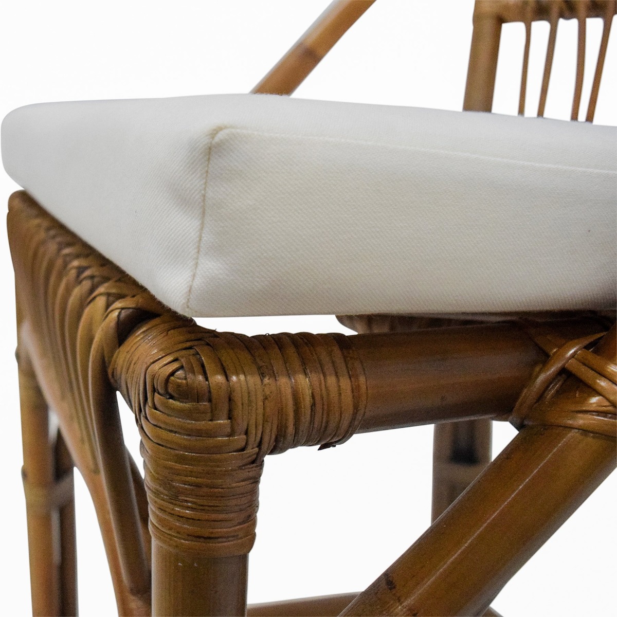 Cayman Rattan Hamptons Barstool Natural W/Cream Cushions & Footrest, W 54cm D 51cm H 102cm (RRP $599) - Image 5