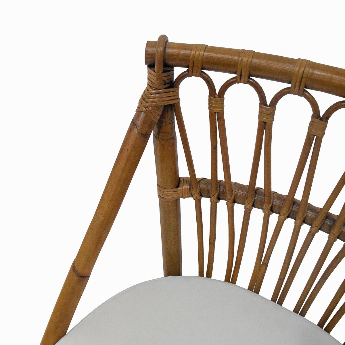 Cayman Rattan Hamptons Barstool Natural W/Cream Cushions & Footrest, W 54cm D 51cm H 102cm (RRP $599) - Image 6