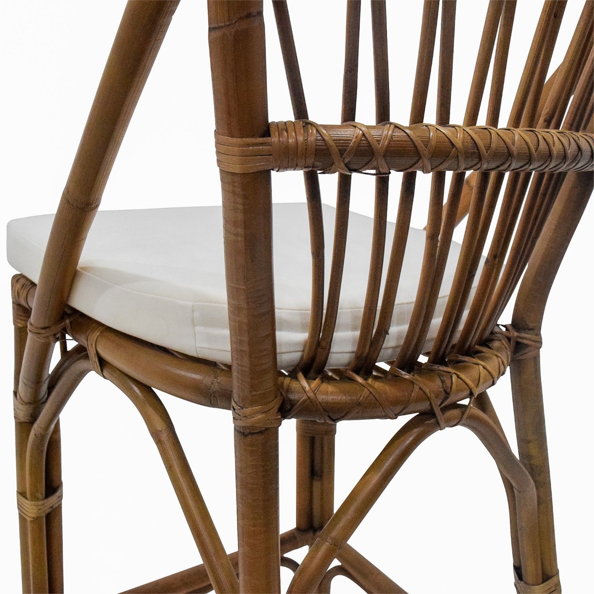 Cayman Rattan Hamptons Barstool Natural W/Cream Cushions & Footrest, W 54cm D 51cm H 102cm (RRP $599) - Image 7