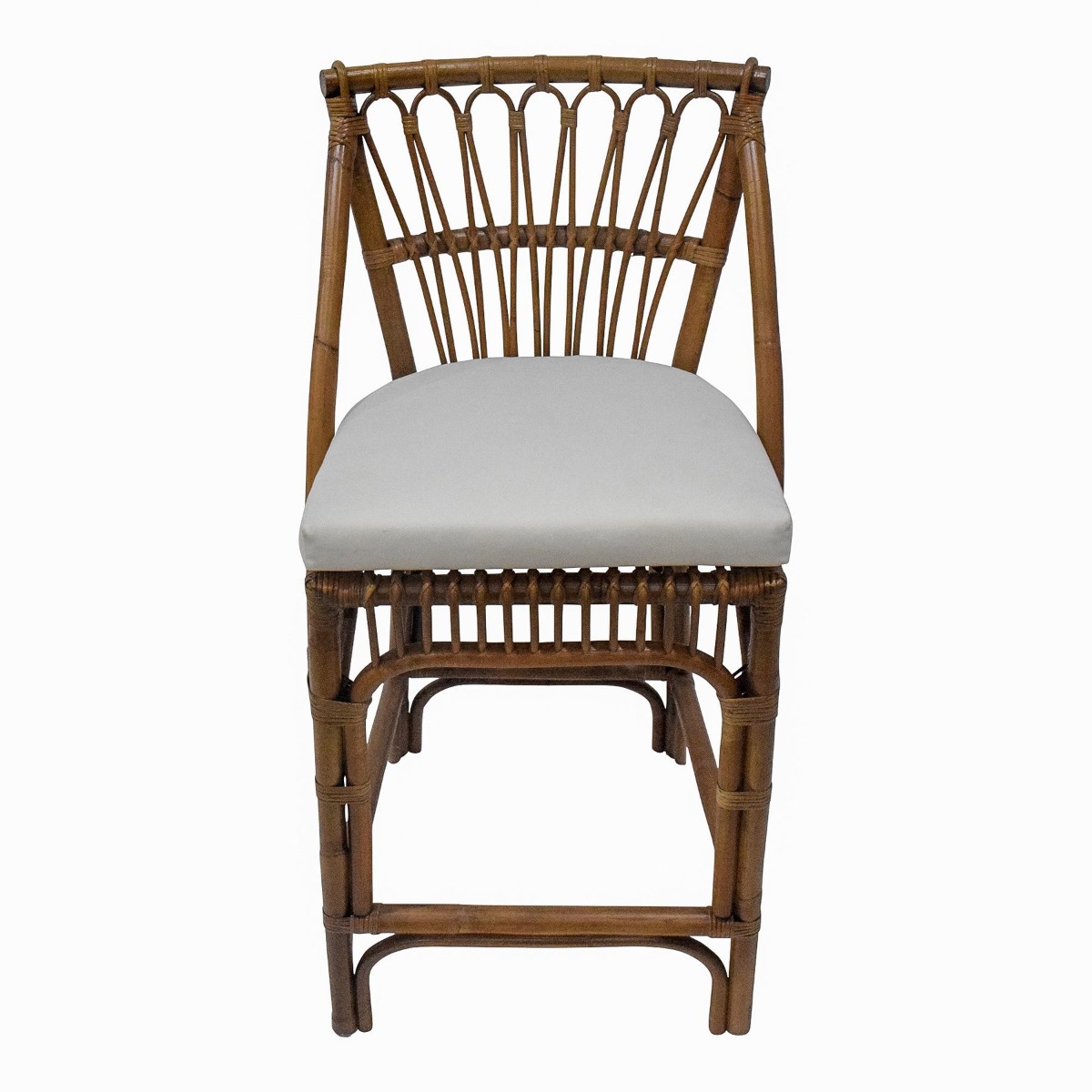 Cayman Rattan Hamptons Barstool Natural W/Cream Cushions & Footrest, W 54cm D 51cm H 102cm (RRP $599) - Image 9