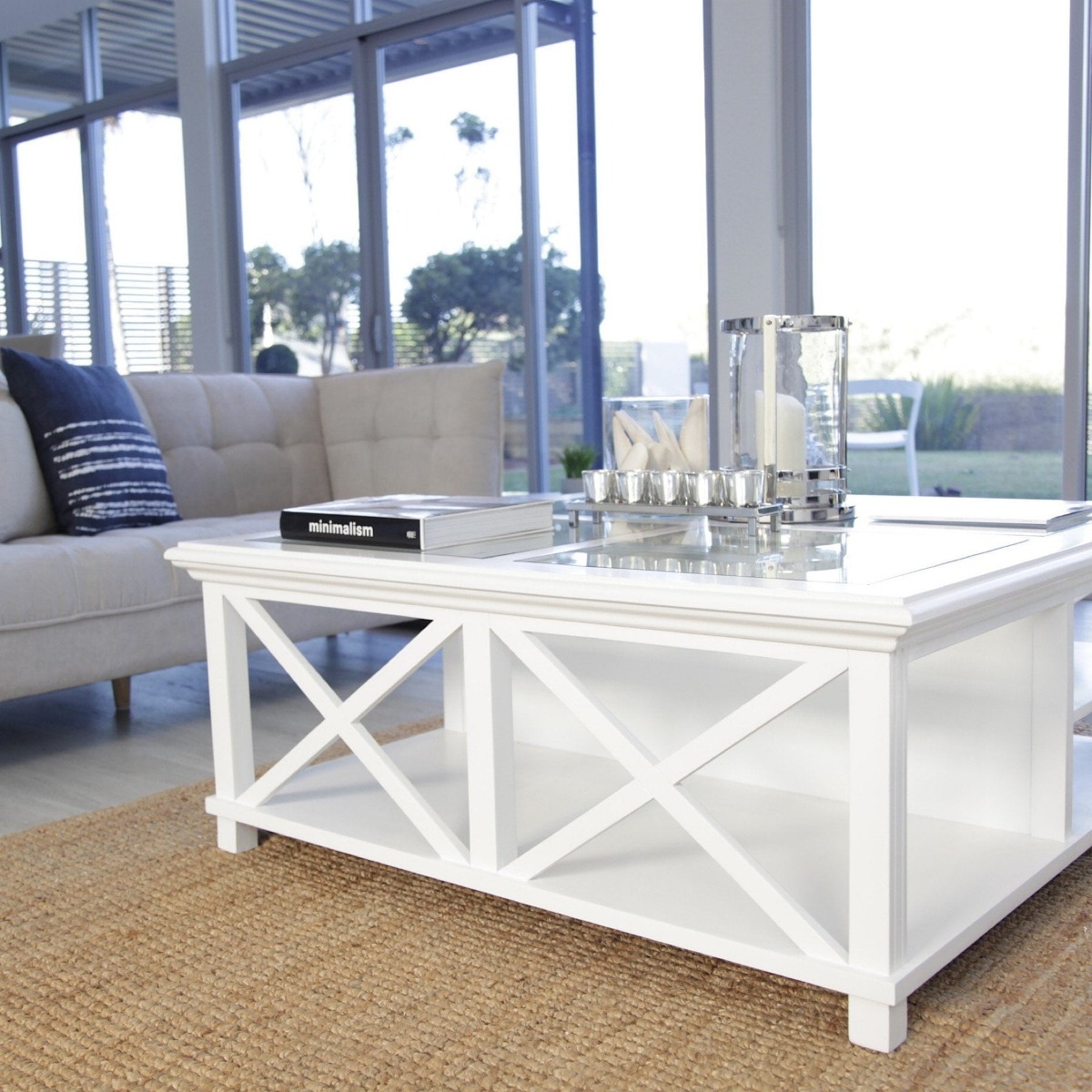 Sorrento Hamptons Square 120cm Coffee Table White, W 120cm D 120cm H 50cm (RRP $1499) - Image 13
