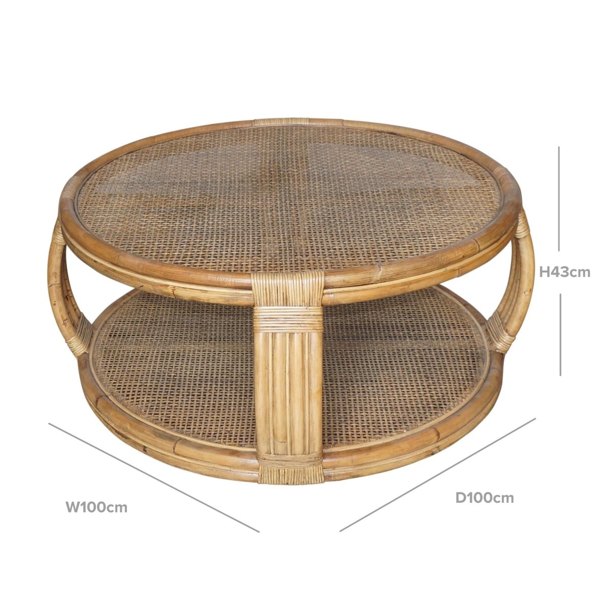 Cayman Rattan Coffee Table Natural, W 100cm D 100cm H 43cm (RRP $1199) - Image 5