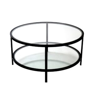 Palladium Black Iron & Glass Coffee Table, 90cm diameter, 45cm H (RRP $699)