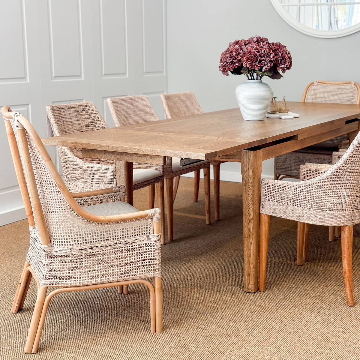 Barossa Extendable Hamptons Dining Table Oakwood, L 180(50+50) W 90 H 78cm (RRP $2499) - Image 2