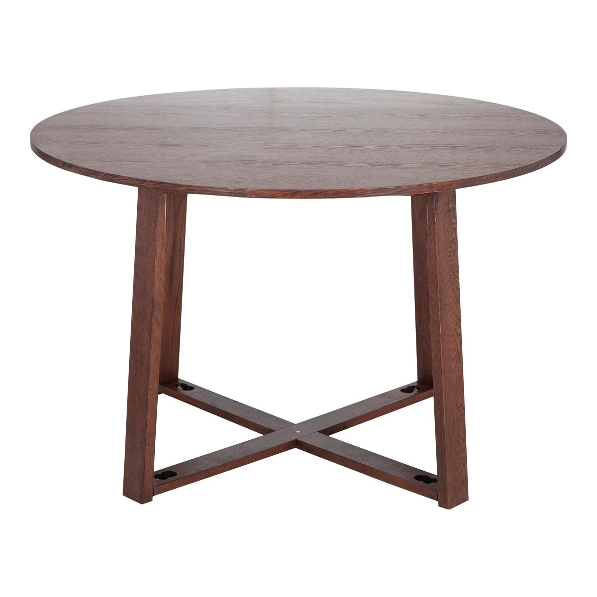 Olwen Oak Wood Round Dining Table Walnut, W 120cm D 120cm H 60cm (RRP $999)