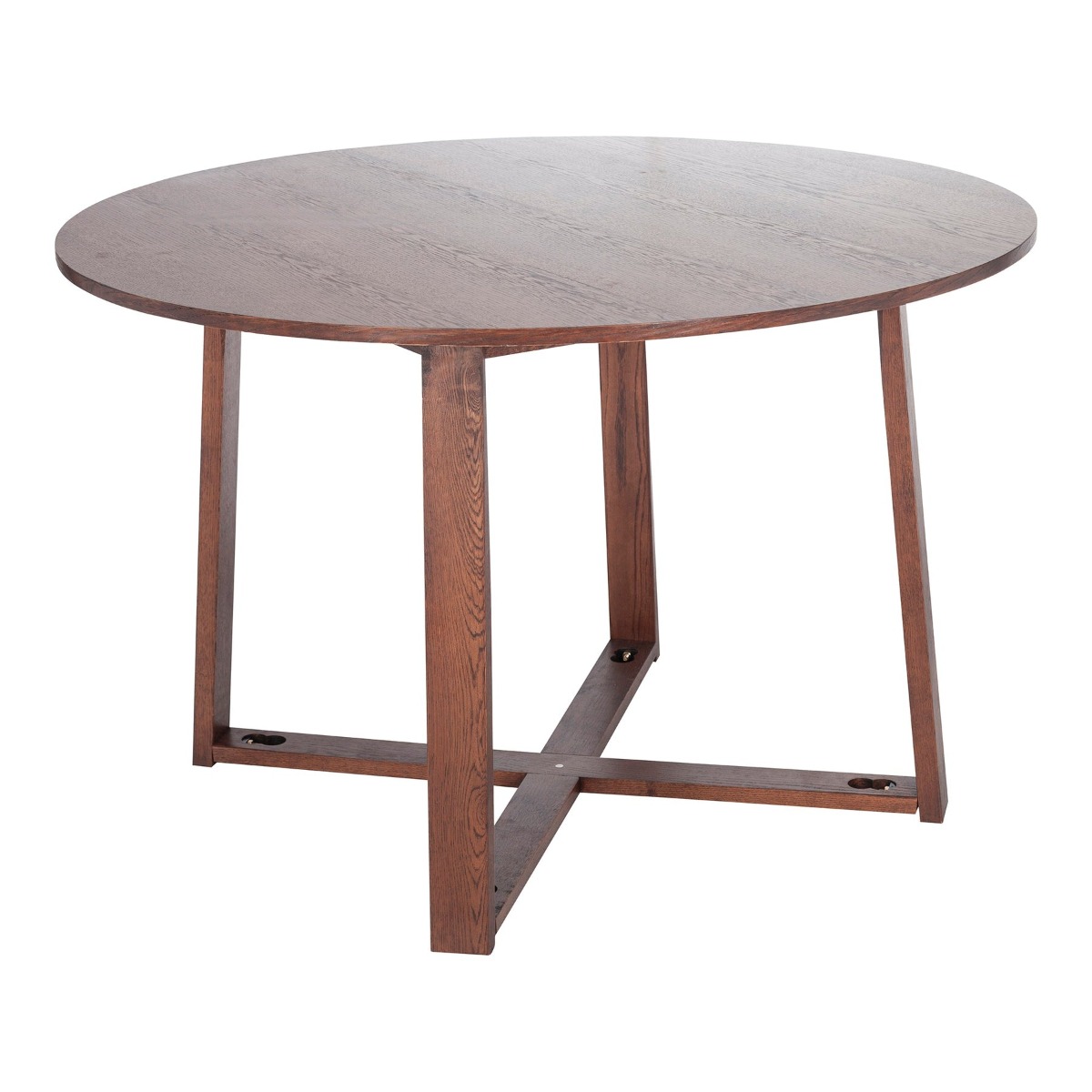 Olwen Oak Wood Round Dining Table Walnut, W 120cm D 120cm H 60cm (RRP $999) - Image 2