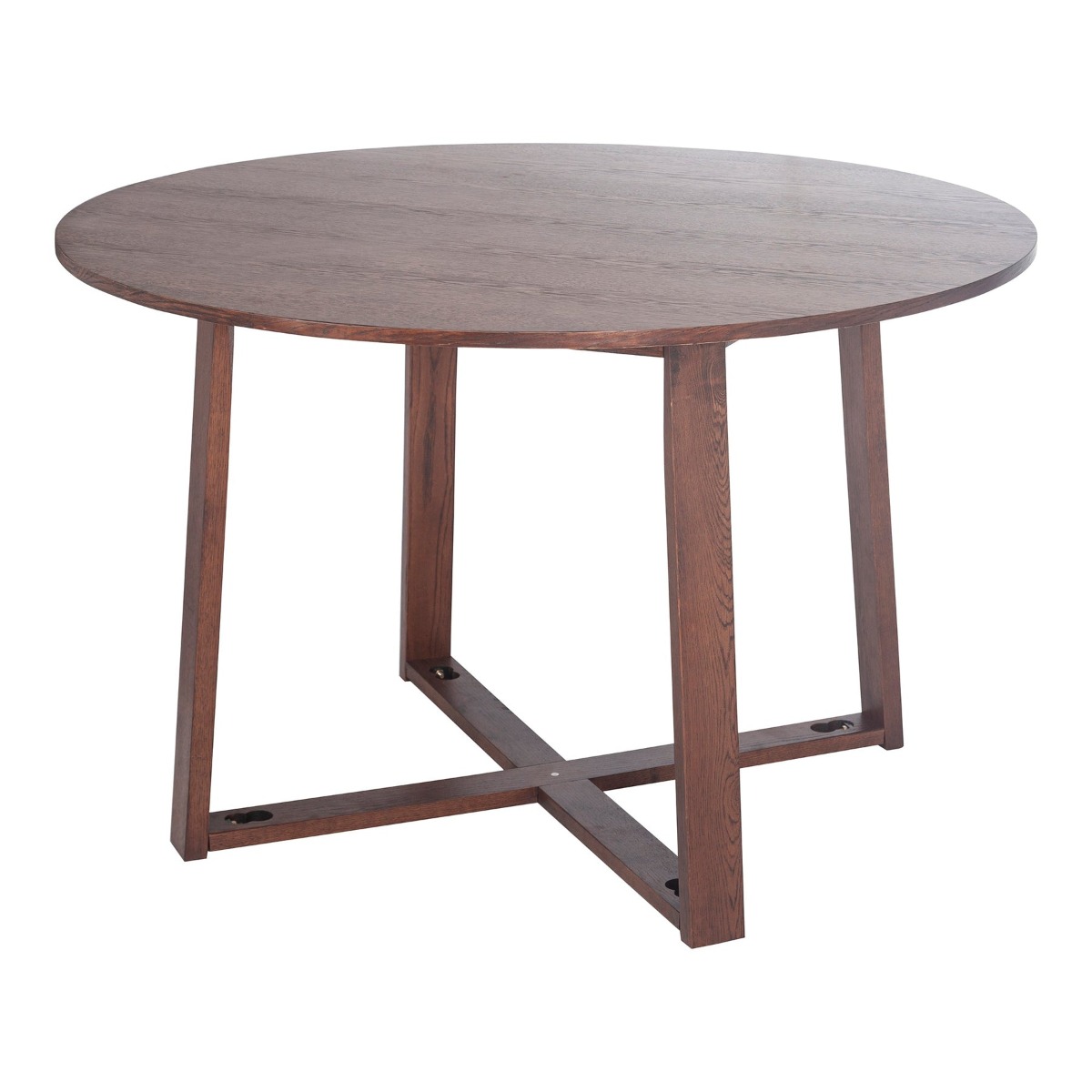 Olwen Oak Wood Round Dining Table Walnut, W 120cm D 120cm H 60cm (RRP $999) - Image 3