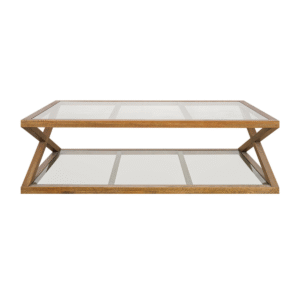 wp-image-tigress-46726.png Zoey Cross American Oak Glass Coffee Table, 140cm W x 80cm D x 41.5cm H (RRP $1,999)
