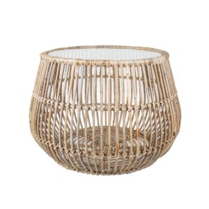 wp-image-tigress-46738.jpg Haiti Round Basket Table Glass - Outdoor Under-Cover Light Natural, W 65cm D 65cm H 45cm (RRP $289)