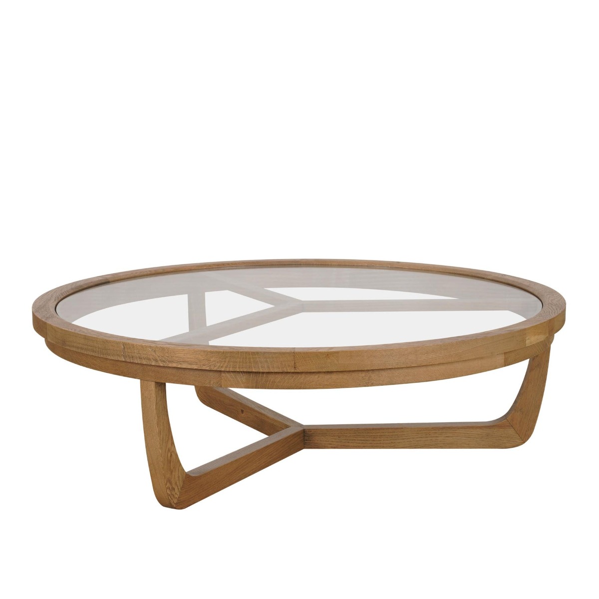 Iris Round Tri-Leg Coffee Table With Glass Top, 100cm W x 100cm D x 30cm H (RRP $1,285) - Image 2