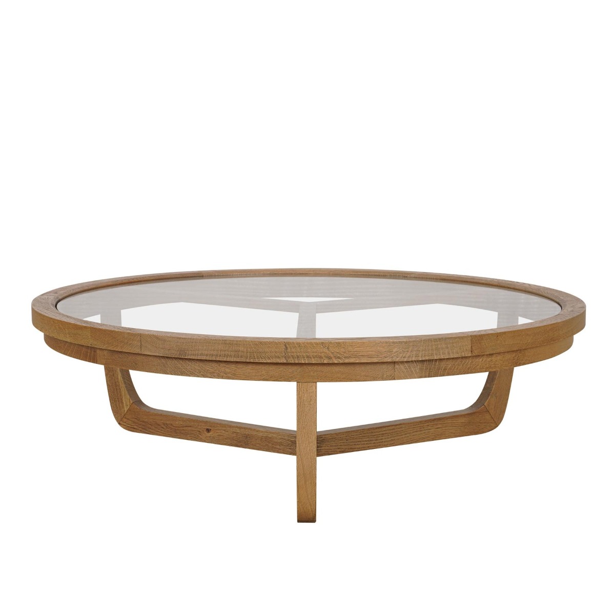 Iris Round Tri-Leg Coffee Table With Glass Top, 100cm W x 100cm D x 30cm H (RRP $1,285) - Image 3