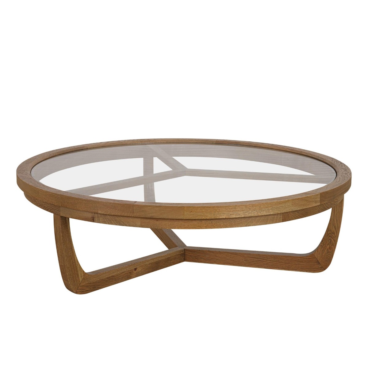 Iris Round Tri-Leg Coffee Table With Glass Top, 100cm W x 100cm D x 30cm H (RRP $1,285) - Image 4