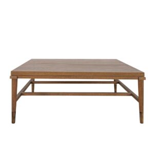 Clara Square Natural Oak Coffee Table With Brass Legs, 100cm W x 100cm D x 40cm H (RRP $999)