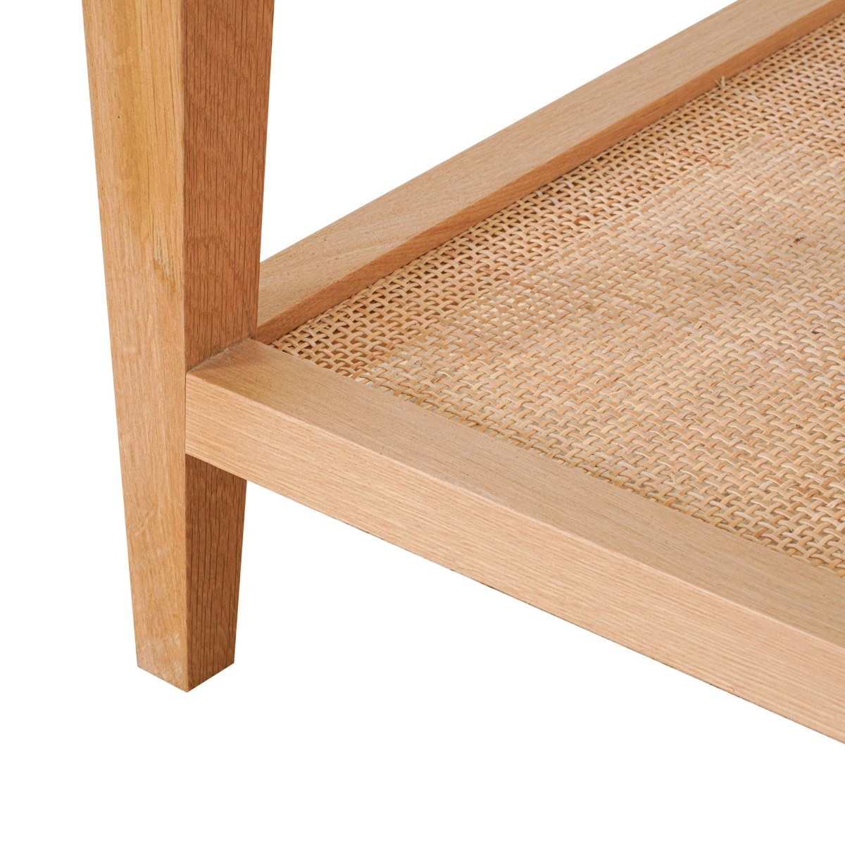 Mila Natural Oak Coffee Table With Rattan Base And Glass Top, 100cm W x 100cm D x 42cm H (RRP $1,419) - Image 2