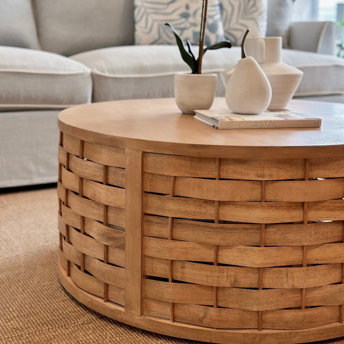 Weave Coffee Table Natural, W 90cm x D 90cm x H 40cm (RRP $979) - Image 2