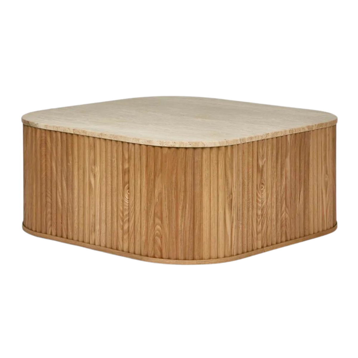 Travertine Oak Coffee Table Natural, W 90cm x D 90cm x H 38cm (RRP $1,099)