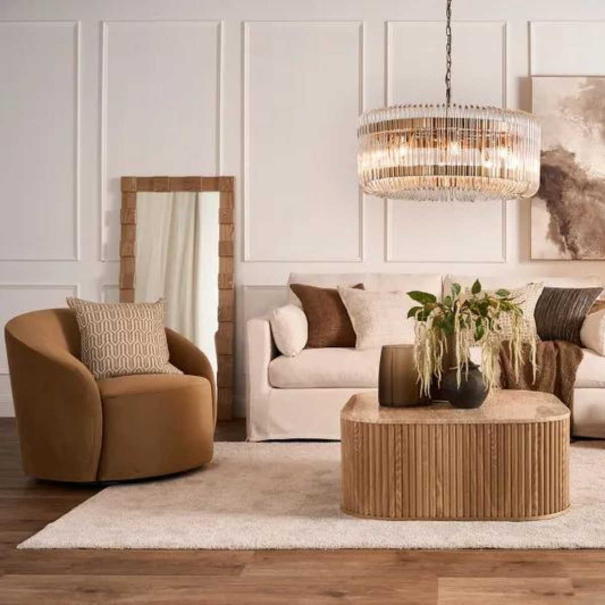 Travertine Oak Coffee Table Natural, W 90cm x D 90cm x H 38cm (RRP $1,099) - Image 3