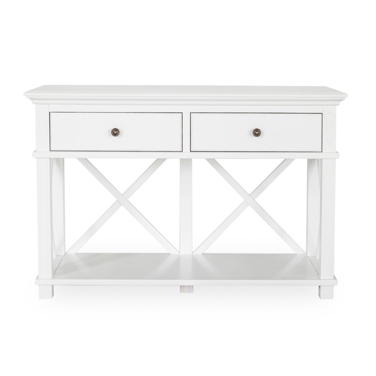 Sorrento Hamptons 130cm 2 Drawer Console White, W 130cm D 50cm H 85cm (RRP $1299)