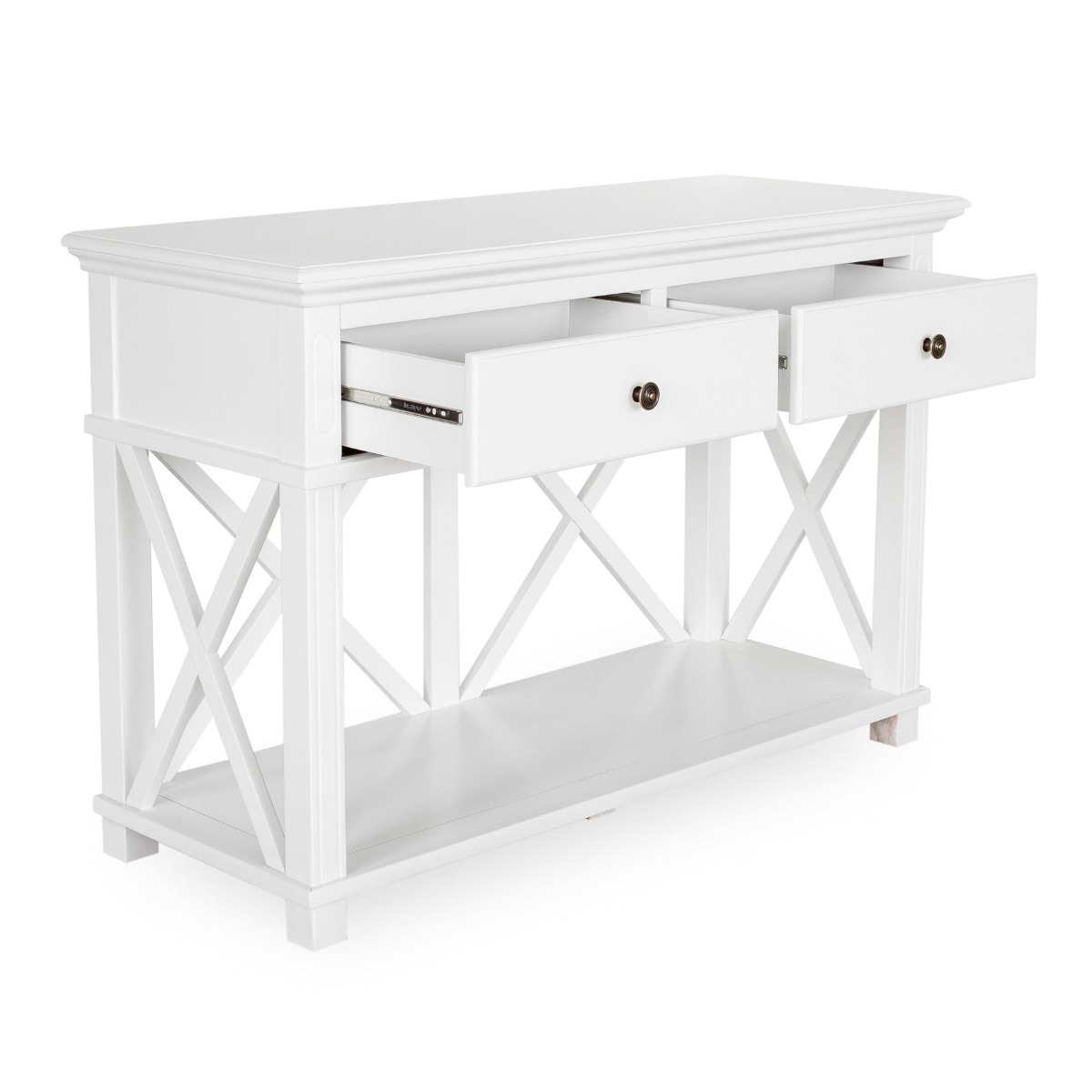 Sorrento Hamptons 130cm 2 Drawer Console White, W 130cm D 50cm H 85cm (RRP $1299) - Image 8