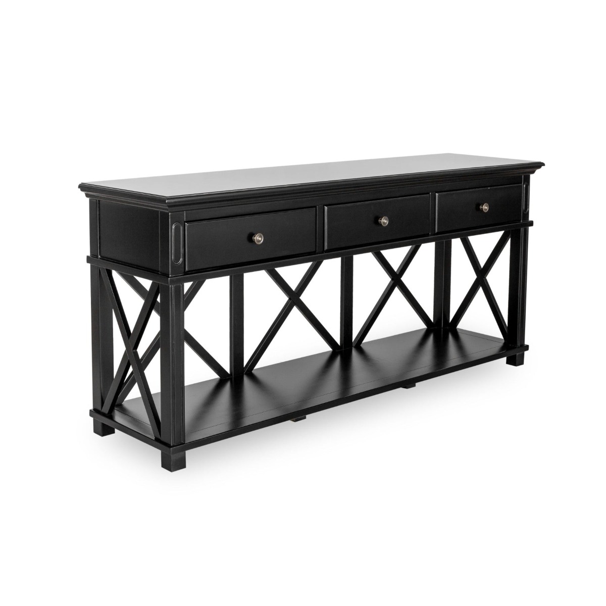 Sorrento 3 Drawer Hamptons 190cm Console Black, W 190cm D 50cm H 85cm (RRP $1999) - Image 10