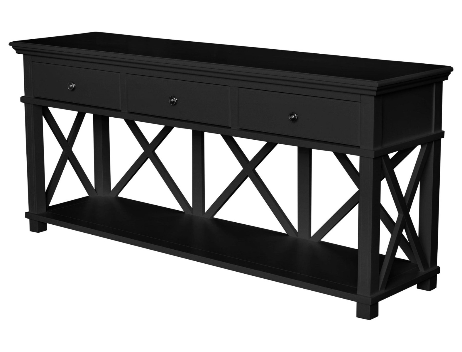 Sorrento 3 Drawer Hamptons 190cm Console Black, W 190cm D 50cm H 85cm (RRP $1999) - Image 11