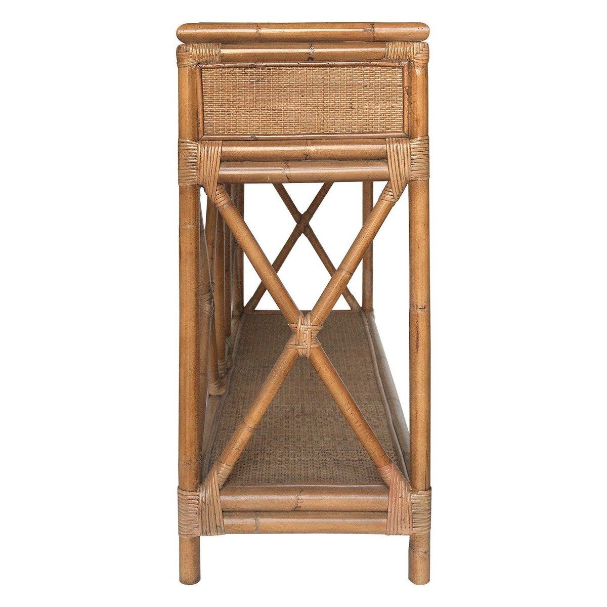 Cayman Rattan 2 Drawer Hamptons Console Natural, W 120cm D 40cm H 86cm (RRP $1499) - Image 6