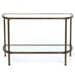 Palladium 120cm Curved Glass Console Table Brass, W 120cm D 38.5cm H 80.5cm (RRP $599)