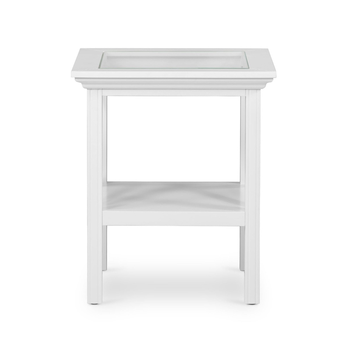 Sorrento Hamptons Square Side Table W/ Glass Top White, W 55cm D 55cm H 65.1cm (RRP $499) - Image 3