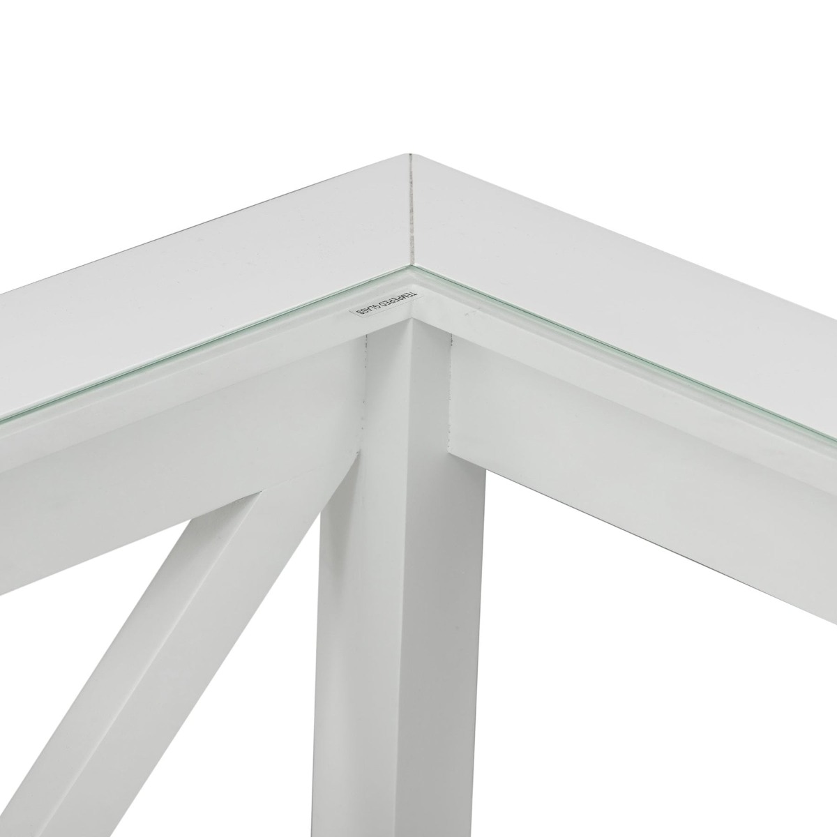 Sorrento Hamptons Square Side Table W/ Glass Top White, W 55cm D 55cm H 65.1cm (RRP $499) - Image 4